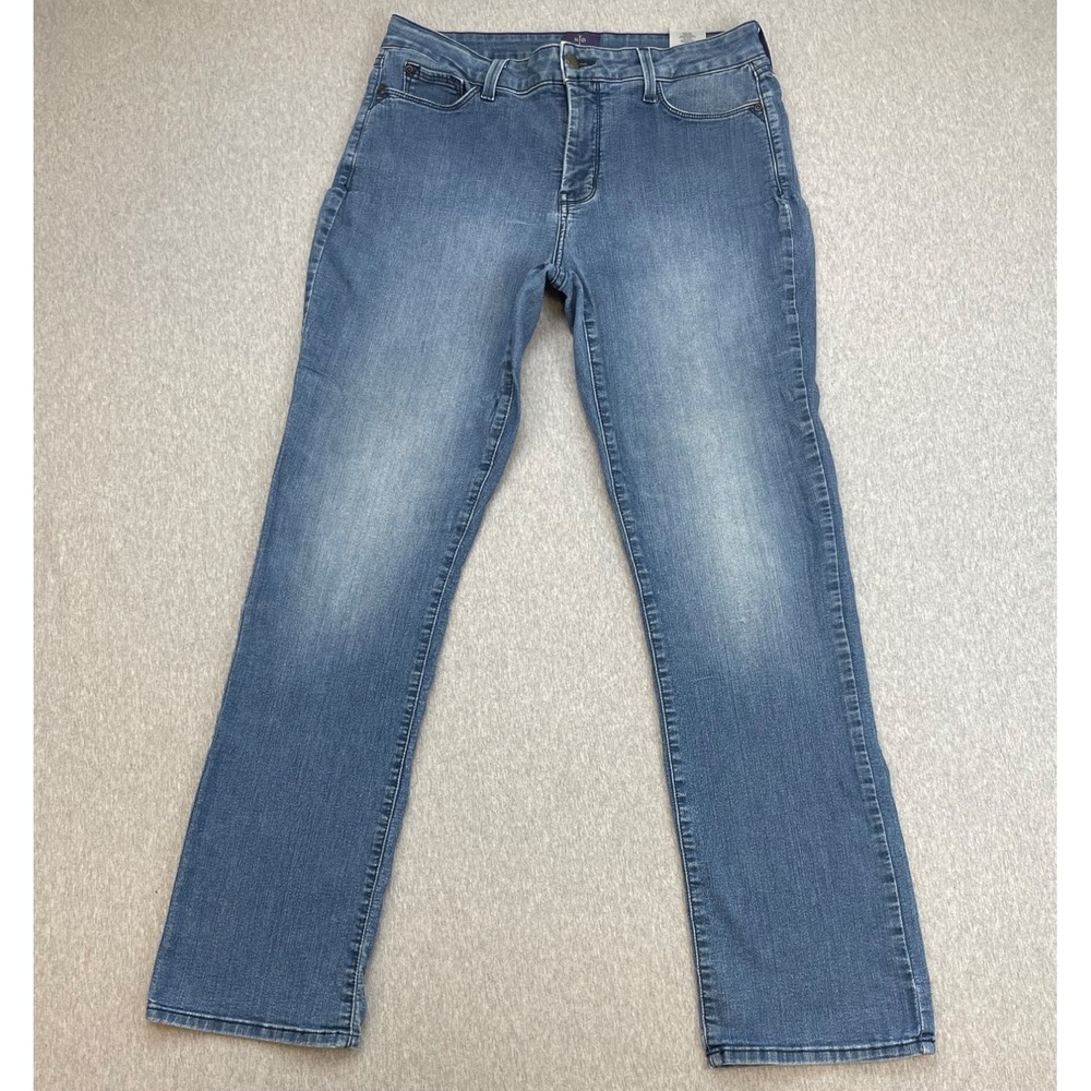 NYDJ Jeans Womens 14 Blue Cotton Blend Stretch High-Rise Straight